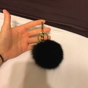 Michael Kors Black Fur Pom Pom Key Holder